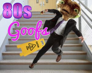 E.T. falls down some stairs with a title that says 80s Goofs.